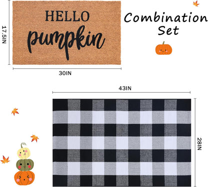 Hello Pumpkin Doormat & Buffalo Plaid Rug
